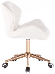 LuxuryForm DESIGN Stolička MILANO na zlatej podstave s kolieskami - biela