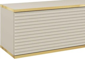 Závesná TV skrinka Orfeo, 135 cm, béžová štruktúra/zlatá