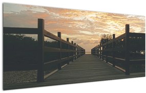 Obraz dreveného móla nad jazerom (120x50 cm)