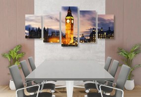 5-dielny obraz nočný Big Ben v Londýne - 100x50