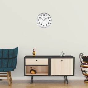 Kovové hodiny strieborné PRIM Radio Control ∅ 303 × 45 mm