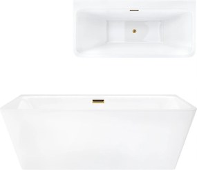 Nástenná vaňa Corsan Iseo 170 cm, široký okraj, zlatá povrchová úprava