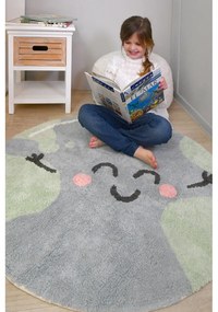 Modrý prateľný ručne tkaný bavlnený detský koberec ø100 cm Big Big World – Lorena Canals