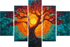 Obraz - Strom života a slnko v mozaike (150x105 cm)