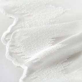 Svetlo smotanová záclona s perleťovo vytkávanou bordúrou cikcak do oblúčka ZAC-025 výška 295 cm Iba metráž