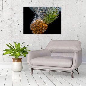 Sklenený obraz ananásu vo vode (70x50 cm)
