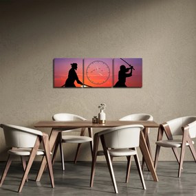 Obraz - Samuraji (s hodinami) (90x30 cm)