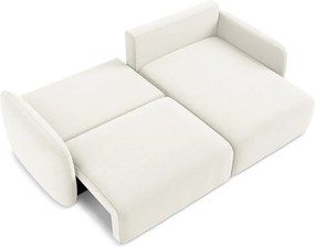 Krémovobiela zamatová rozkladacia/s úložným priestorom rohová pohovka (pravý roh/s leňoškou) Kalena – Makamii