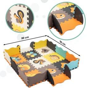 KIK Penová puzzle podložka a ohrádka so zvieratkami, 114 x 114 cm, 25 dielov