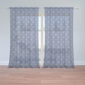Sablio Záclony Srdiečka na modrej: 2ks 150x250cm