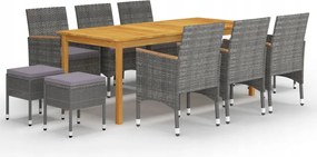 vidaXL 11-dielna záhradná jedálenská súprava sivá