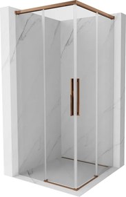 Mexen Rox, Duo posuvný sprchový kút 85 x 85 cm, 8mm číre sklo, ružové zlato profil, 8C2D-085-085-60-00