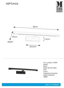 Čierne LED nástenné svietidlo (dĺžka 60 cm) Neptunus - Markslöjd