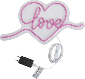Neónové nástenné svietidlo ružové vrátane LED - Love