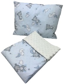 INTERMEDIC SK Set Intermedic do kočíka Macko - modrá/minky krémová 100x75/40x30 cm
