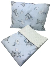 INTERMEDIC SK Set Intermedic do kočíka Macko - modrá/minky krémová 100x75/40x30 cm