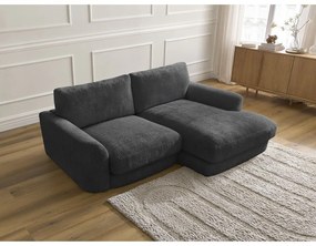 Čierna ženilková rohová pohovka (pravý roh/s leňoškou) Leonore – Bobochic Paris