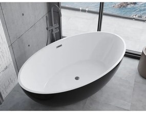 Mexen Nike, voľne stojaca vaňa 175 x 100 cm, biela-čierna, grafitový matný brúsený prepad, 54071751075-66