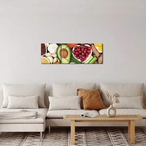 Obraz - Zdravé potraviny (s hodinami) (90x30 cm)