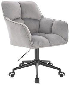 LuxuryForm DESIGN Kreslo AMALFI VELUR na čiernej podstave s kolieskami - svetlosivé