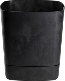 Plastový květináč s podmiskou Cubi 34x34 cm černý beton