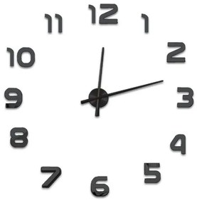 3D Nalepovacie hodiny DIY Clock Evevo 8233XL, čierne 90-130cm