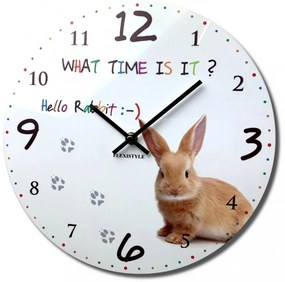 Kvalitné detské nástenné hodiny 30 cm so zajačikom