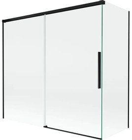 Mexen Rox, 2-krídlová posuvná vaňová zástena 170 + 80 x 150 cm, 8mm číre sklo, čierny matný profil, 8C9-170-080-70-00