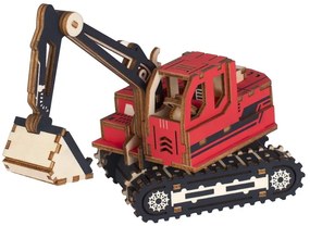 Woodcraft Drevené 3D puzzle Rýpadlo červená
