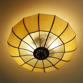 55/5000 Stropné svetlo Tiffany Champagne - Ø 46 * 25 cm E27 / 2 * 60W