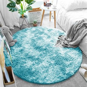 Okrúhly koberec Shaggy Ombre v modrej farbe | NajAladin.sk Rozmer: 80 cm