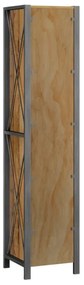 furniture-nabytek.cz - Masívna kúpeľňová vysoká skrinka Detroit z recyklovanej borovice a kovu, lakovaná, hnedá – 40×35×180 cm
