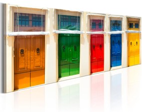 Artgeist Obraz - Colourful Doors Veľkosť: 120x40, Verzia: Standard