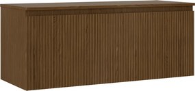 Mexen Rivel, kúpeľňová skrinka 120 cm s hornou časťou, 1 zásuvka, drážkovaná, orech, 91A20-12047-1-BFC86