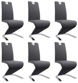 Jedálenské stoličky, cikcakový tvar 6 ks, sivé, umelá koža 279452