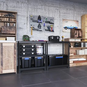 Plastový regál, 5 políc, 180x90x45 cm +  plastové boxy Scuba M a Scuba L