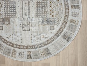 My Flair, Kusový koberec My Kashkuly CA60046 creme kruh, 120x120 (priemer) kruh, šedá, chodba / predsieň
