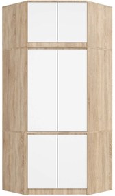 Nadstavec na rohovú šatníkovú skriňu CLP 100 cm dub sonoma/biela