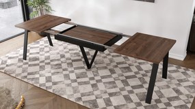 AVERY Hnedý dub / čierna spodná časť - LOFTOVÝ / PRIEMYSELNÝ STÔL DO OBÝVAČKY/ JEDÁLNE ROZKLADACÍ DO 290 cm!