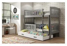 Detská poschodová posteľ KUBUS s výsuvnou posteľou 90x200 cm - grafit Biela
