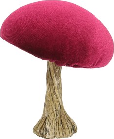 Dekorácia Velvet Mushroom 10 cm ruby
