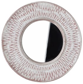 Kulaté nástěnné zrcadlo DAZ 34,5 cm bílé/starorůžové