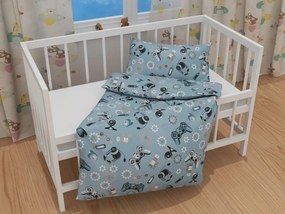 Biante Detské bavlnené posteľné obliečky do postieľky Sandra SA-588 Play Game na modrom Do postieľky 90x130 a 40x60 cm