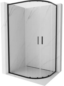 Mexen Exo, asymetrický sprchový kút s posuvnými dverami 100 x 80 cm, 6mm číre sklo, čierny profil, 8132-100-080-70-00