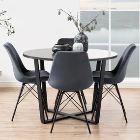 Jedálenský stôl HIDALGO Ø110 cm - čiernom v mramorovom dekore
