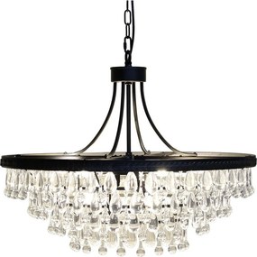 Čierny antik luster s kvapkovitými kryštálmi Versailles - 50*49cm/ E14/ 40W