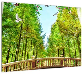 Sklenený obraz - Výhľad na les (70x50 cm)