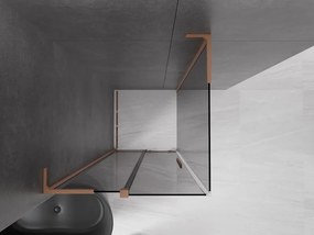 Mexen Velar L, sprchový kút s posuvnými dverami 120 x 120 cm, 8mm šedé sklo, medená matná, 871-120-120-33-65