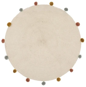 Béžový okrúhly koberec POMPONS 90 cm