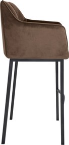 Barová stolička Damaso B - zamat, čierny 4-nohý rám - Hnedá